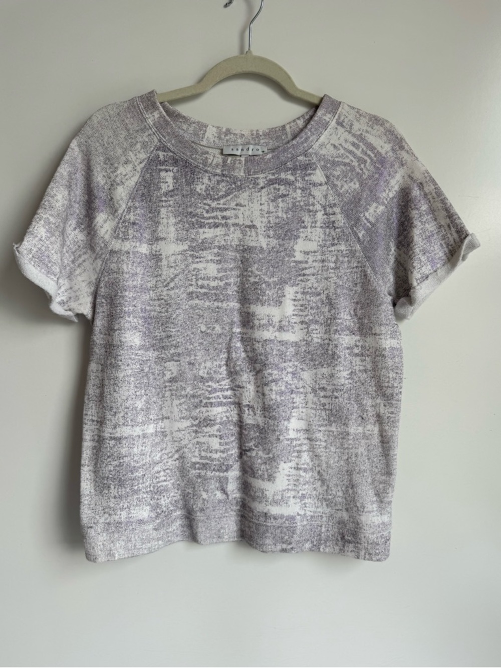 Sandro‎ Paris Abstract Print Tee Size Small French Minimalist Chic Soft Knit Top